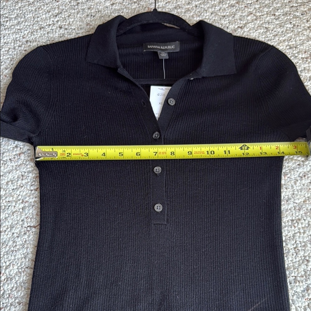 Banana republic Classic Black collar rib long sleeve Women's Top - Picture 8 of 11
